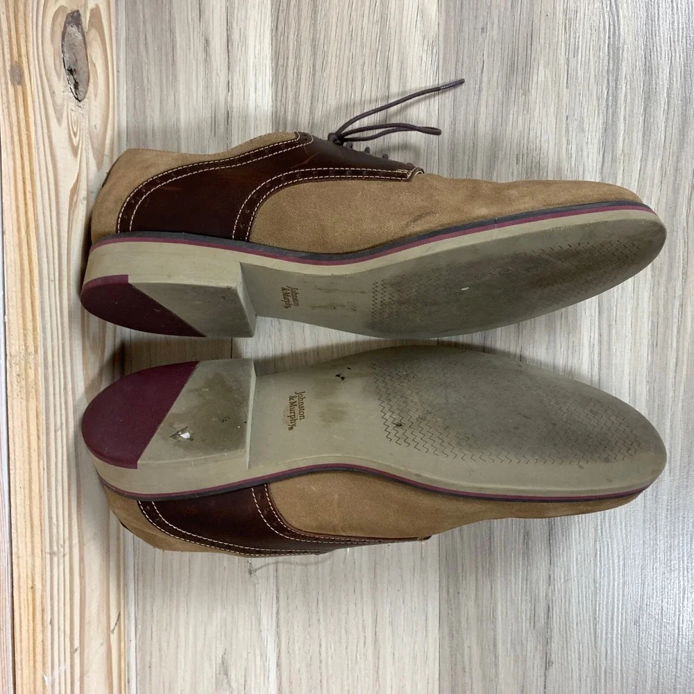 Johnston & Murphy Oxford Mens 9.5 Brown Suede‎ Leather Saddle Dress Shoes